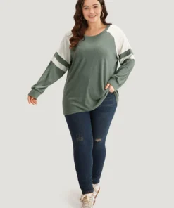 Colorblock Contrast Stitch Raglan Sleeve T-shirt -Clothing Shop 206486758 hz 5b60eece b0f4 4dbe 85cf b383110df479