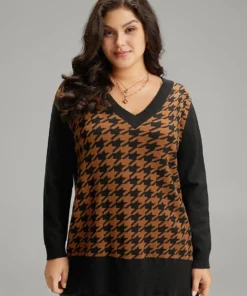 Supersoft Essentials Houndstooth Patchwork Pullover