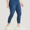 Very Stretchy High Rise Distressed Detail Raw Hem Jeans