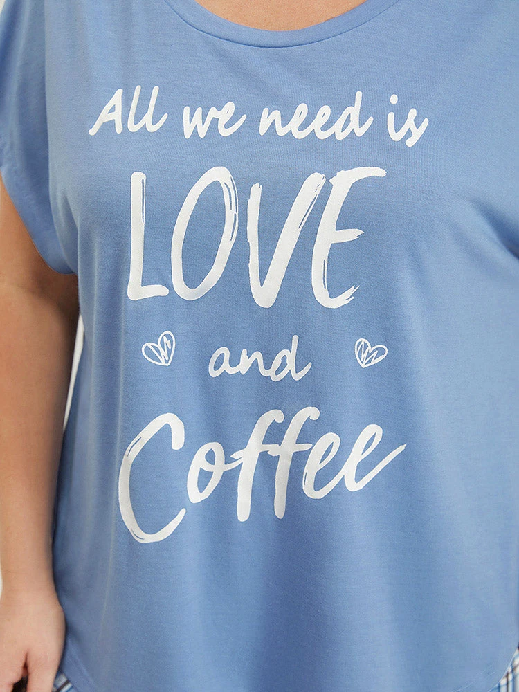 Letter Print Batwing Sleeve Curved Hem Sleep Top 10 Letter Print Batwing Sleeve Curved Hem Sleep Top - Image 8