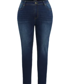 Skinny Dark Wash Zipper Fly Jeans -Clothing Shop 209091562 jh