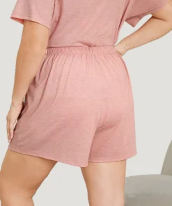 Letter Print Elastic Waist Sleep Shorts -Clothing Shop 209159638 yw