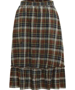 Plaid Pocket Ruffle Layered Hem Skirt 17 Plaid Pocket Ruffle Layered Hem Skirt -Clothing Shop 21007115 pp