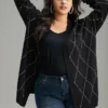 Sparkly Plaid Open Front Cardigan -Clothing Shop 210443306 da