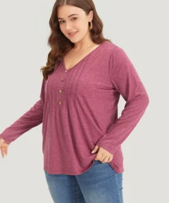 Plain V Neck Line Button Detail T-shirt 19 Plain V Neck Line Button Detail T-shirt -Clothing Shop 211101190 ee 03d70951 7360 4e31 aca6 5e26126f2668