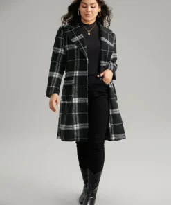 Lapel Collar Plaid Belted Contrast Coat -Clothing Shop 211137864 cs 6e524008 64fa 49e3 9284 c3a004a73e34