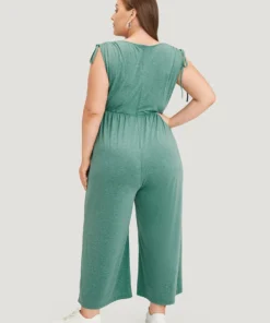 Plain Patched Pocket Zipper Drawstring Shoulder Jumpsuit -Clothing Shop 212716065 xm