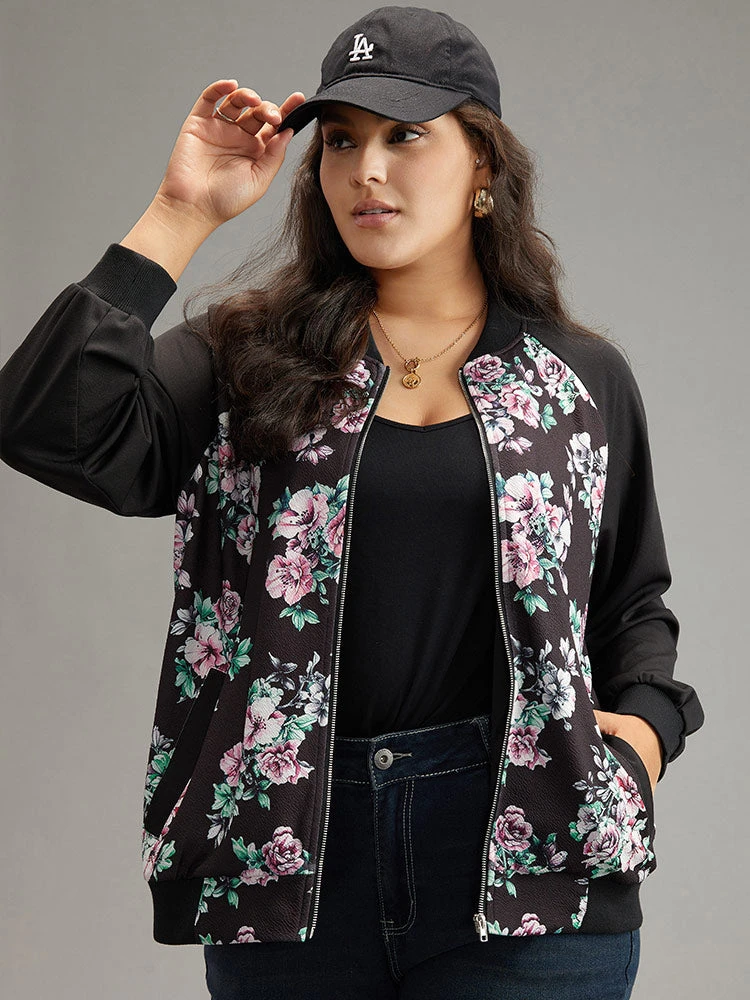 Floral Patchwork Zipper Pocket Jacket 3 Floral Patchwork Zipper Pocket Jacket