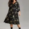 Floral Glitter Pocket Gathered Detail Dress -Clothing Shop 213467011 br