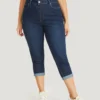 Very Stretchy High Rise Dark Wash Cropped Jeans -Clothing Shop 213924992 nc
