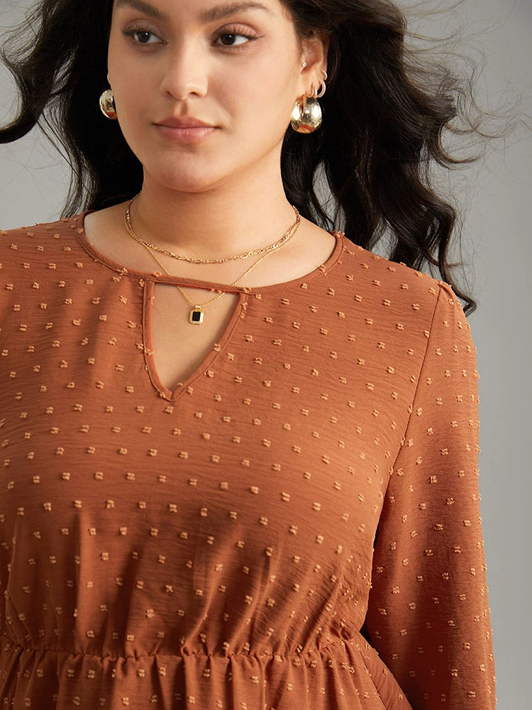 Textured Keyhole Ruffle Layered Hem Blouse 7 Textured Keyhole Ruffle Layered Hem Blouse - Image 5