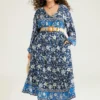 Floral Print Pocket Knot Neck Dress 2 Floral Print Pocket Knot Neck Dress -Clothing Shop 214634551 sq