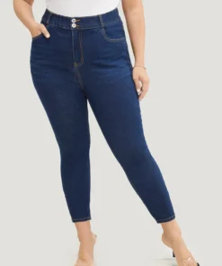 Skinny Very Stretchy High Rise Dark Wash Elastic Waist Jeans 15 Skinny Very Stretchy High Rise Dark Wash Elastic Waist Jeans -Clothing Shop 215285745 ej