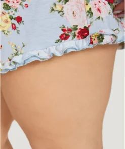 Floral Print Elastic Waist Frill Trim Sleep Shorts 12 Floral Print Elastic Waist Frill Trim Sleep Shorts -Clothing Shop 215371401 wc