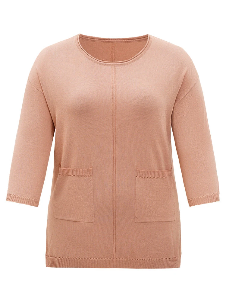 Solid Patched Pocket Split Side High Low Hem Pullover 12 Solid Patched Pocket Split Side High Low Hem Pullover - Image 10