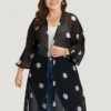 Polka Dot Mesh Drape Open Front Kimono 2 Polka Dot Mesh Drape Open Front Kimono -Clothing Shop 216881148 pq
