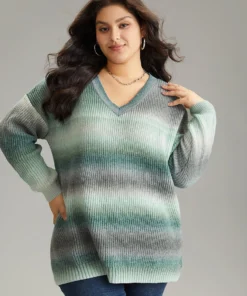 Rainbow Ombre V Neck Loose Pullover -Clothing Shop 217852909 un 1f37ecd5 4fab 4e39 a24f 76e60fa59cdf