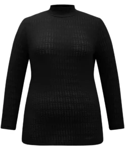 Plain Texture Mock Neck T-shirt 21 Plain Texture Mock Neck T-shirt -Clothing Shop 218261021 ui