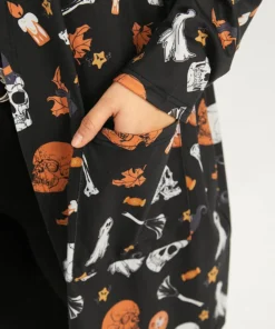 Halloween Graphic Patched Pocket Tunic Kimono -Clothing Shop 218304635 hk 44b793e9 e202 4222 9134 d42a25252dc0