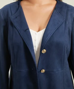 Plain Pleated Metal Detail Jacket -Clothing Shop 218770013 yf