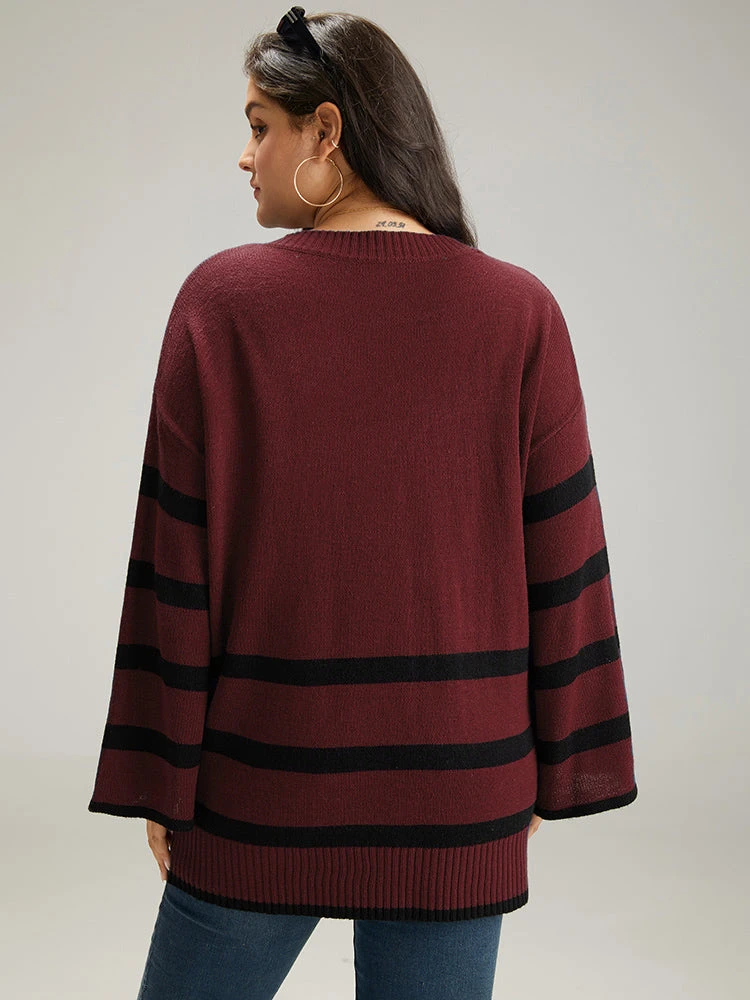 Striped Bell Sleeve Moderately Stretchy Pullover 11 Striped Bell Sleeve Moderately Stretchy Pullover - Image 9