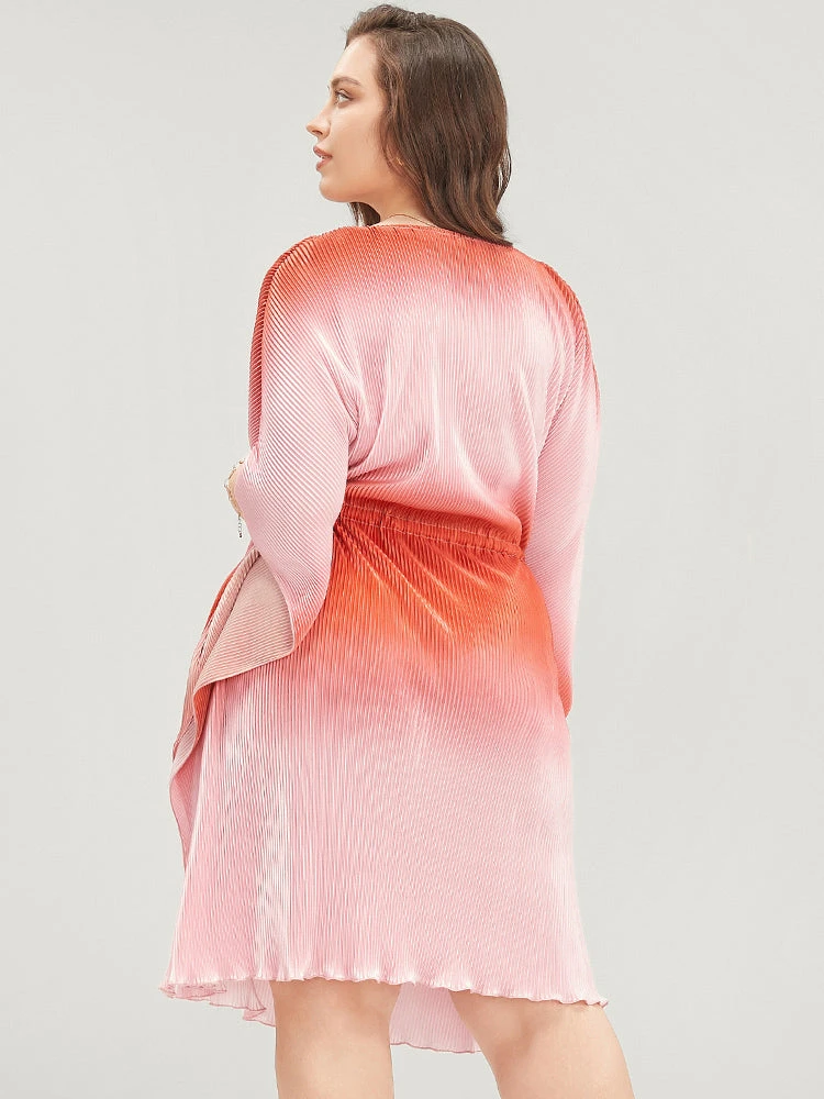 Ombre Print V Neck Drawstring Cover Up 8 Ombre Print V Neck Drawstring Cover Up - Image 6