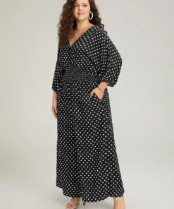 Polka Dot V Neck Knot Backless Lantern Sleeve Jumpsuit -Clothing Shop 220053300 yk a845a7b7 f376 4805 9d56 1c158703fedd