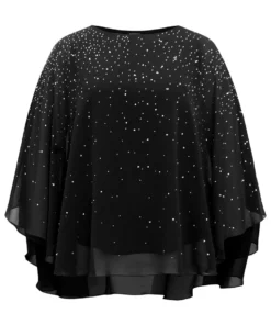 Chiffon Rhinestone Split Dolman Sleeve Blouse -Clothing Shop 220821818 nk bf2ea5e2 078d 4ebb 9012 07eadda01284