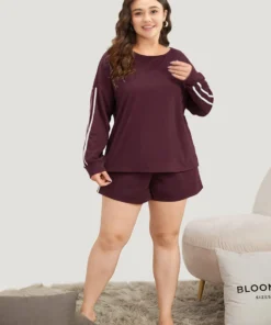 Striped Patchwork Crew Neck Sleep Top 13 Striped Patchwork Crew Neck Sleep Top -Clothing Shop 221171908 zd