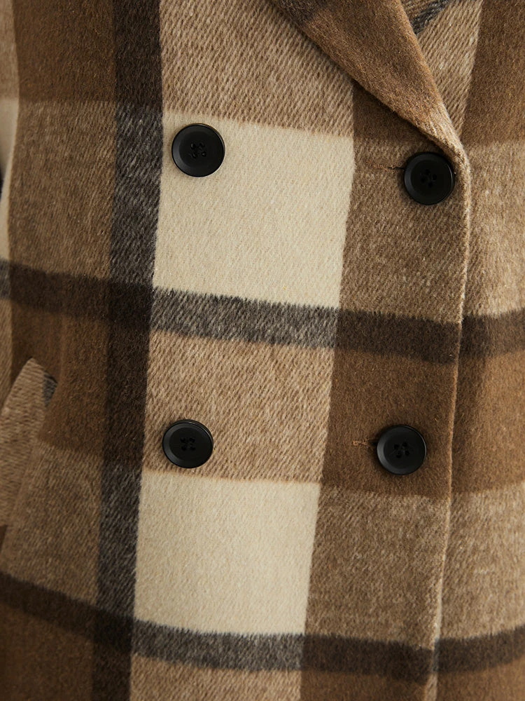 Plaid Suit Collar Double Breasted Pocket Blazer 9 Plaid Suit Collar Double Breasted Pocket Blazer - Image 7