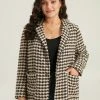 Houndstooth Patched Pocket Button Up Blazer -Clothing Shop 222293497 ru