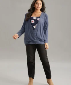 Heather Tiered Patchwork Floral Square Neck T-shirt -Clothing Shop 222445196 xx