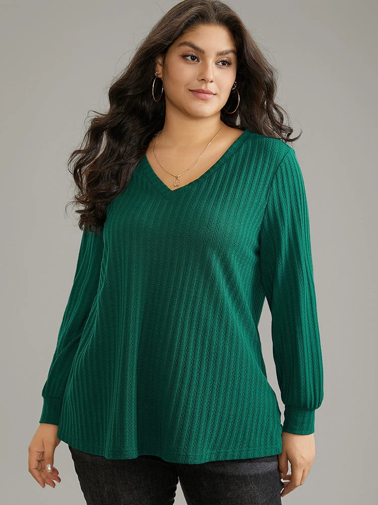 Plain Texture V Neck Jacquard T-shirt 3 Plain Texture V Neck Jacquard T-shirt