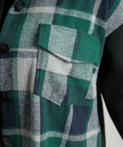 Plaid Contrast Patchwork Pocket Button Up Shacket -Clothing Shop 22283714 yo