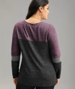 Heather Colorblock Contrast Crew Neck T-shirt 41 Heather Colorblock Contrast Crew Neck T-shirt -Clothing Shop 222862493 wo