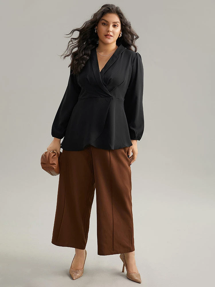 Static-Free Plain Pleated Wrap Blouse 6 Static-Free Plain Pleated Wrap Blouse - Image 4