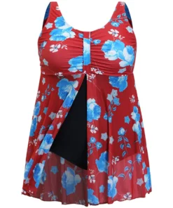 Floral Print Split Front Ruched A Line Swim Dress -Clothing Shop 22337363 zu 4de4dd38 0903 464e 8c42 861b8e39baf4
