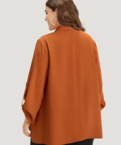 Plain Button Up Tab Sleeve High Low Hem Blazer -Clothing Shop 223382461 mt 8b50cb8c 57e3 4f1e b415 54c8dca81b1c