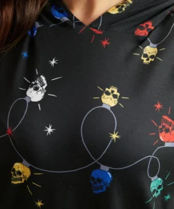 Christmas Skull Print Hooded Sleep Top -Clothing Shop 224386046 wi