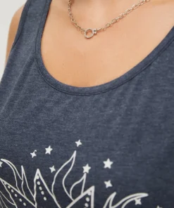 Sun Print High Low Hem Tank Top -Clothing Shop 224703785 ts