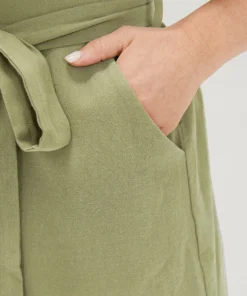 Plain Pocket Belted Button Through Jumpsuit -Clothing Shop 224886959 ye