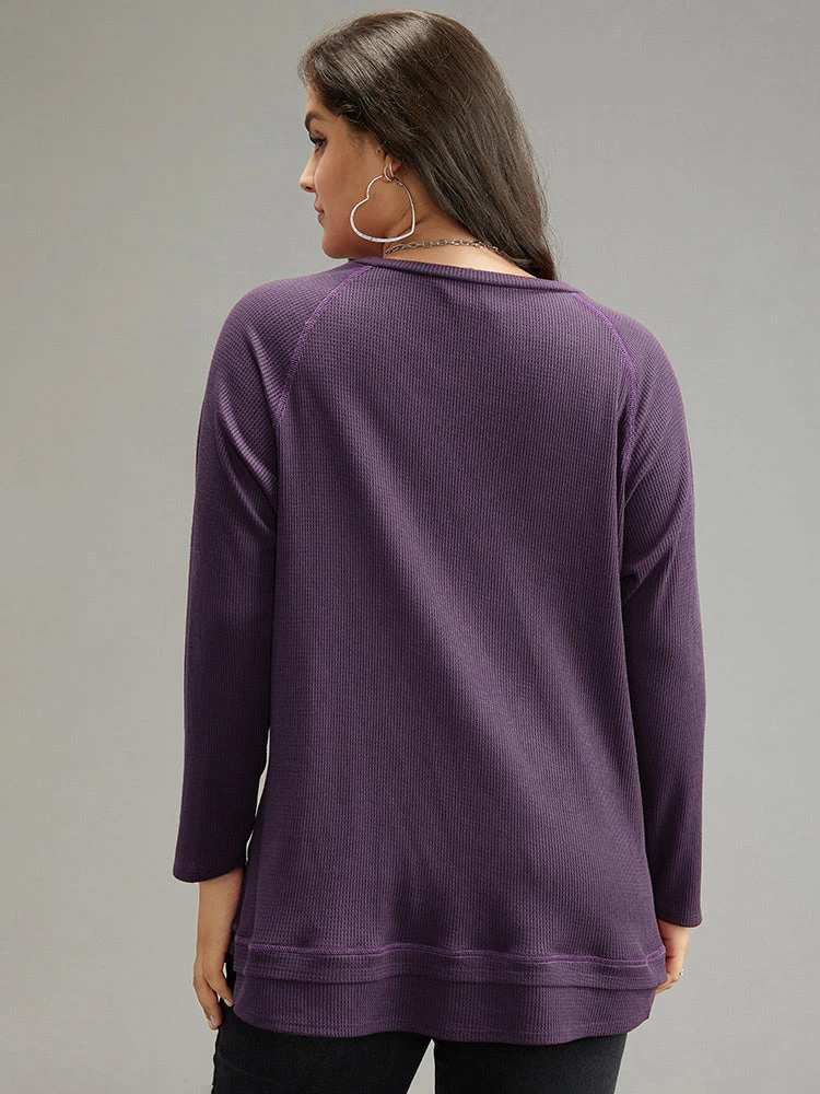 Plain Textured Stitch Raglan Sleeve Sweatshirt 15 Plain Textured Stitch Raglan Sleeve Sweatshirt - Image 13