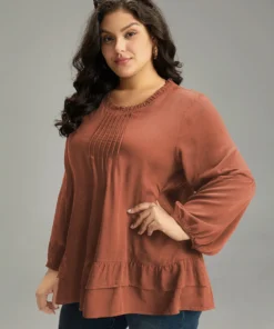 Seam Detail Frill Trim Layered Blouse -Clothing Shop 225637955 tw