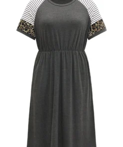 Supersoft Essentials Leopard Striped Patchwork Raglan Sleeve Dress 15 Supersoft Essentials Leopard Striped Patchwork Raglan Sleeve Dress -Clothing Shop 226024727 dv