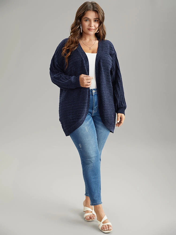 Plain Textured Dolman Sleeve Arc Hem Cardigan 6 Plain Textured Dolman Sleeve Arc Hem Cardigan - Image 4