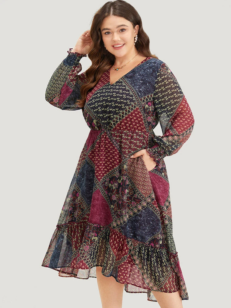 Bandana Print Shirred Flutter Hem Dress 6 Bandana Print Shirred Flutter Hem Dress - Image 4