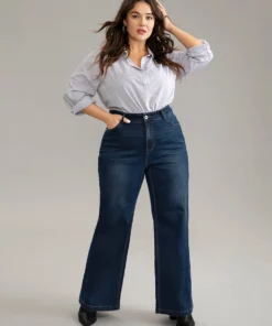 Vintage Dark Wash Wide Leg Jeans -Clothing Shop 228751273 ss