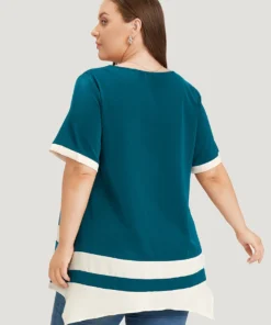 Anti-Wrinkle Two Tone Hanky Hem Blouse 36 Anti-Wrinkle Two Tone Hanky Hem Blouse -Clothing Shop 228967030 iu f8de3c89 bfbd 44f7 8c8c 2f100610b8a6