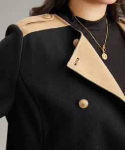 Lapel Collar Patchwork Double Breasted Pocket Coat 19 Lapel Collar Patchwork Double Breasted Pocket Coat -Clothing Shop 22942965 qs