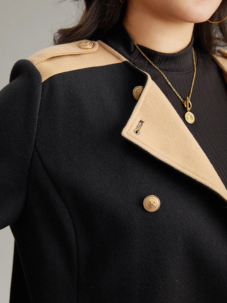 Lapel Collar Patchwork Double Breasted Pocket Coat 10 Lapel Collar Patchwork Double Breasted Pocket Coat - Image 8